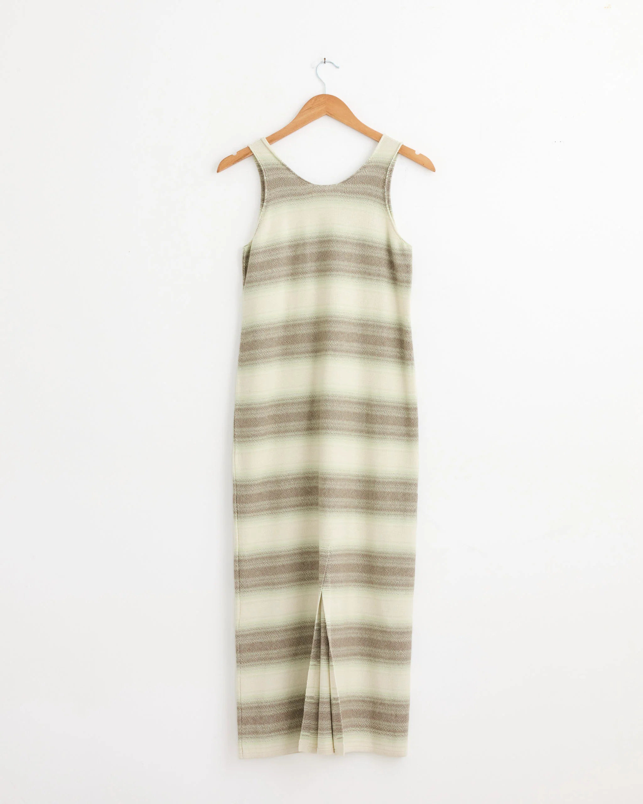 Cotton Silk Gradient Stripe Knit Dress in Lime Grey Stripe - Image 3