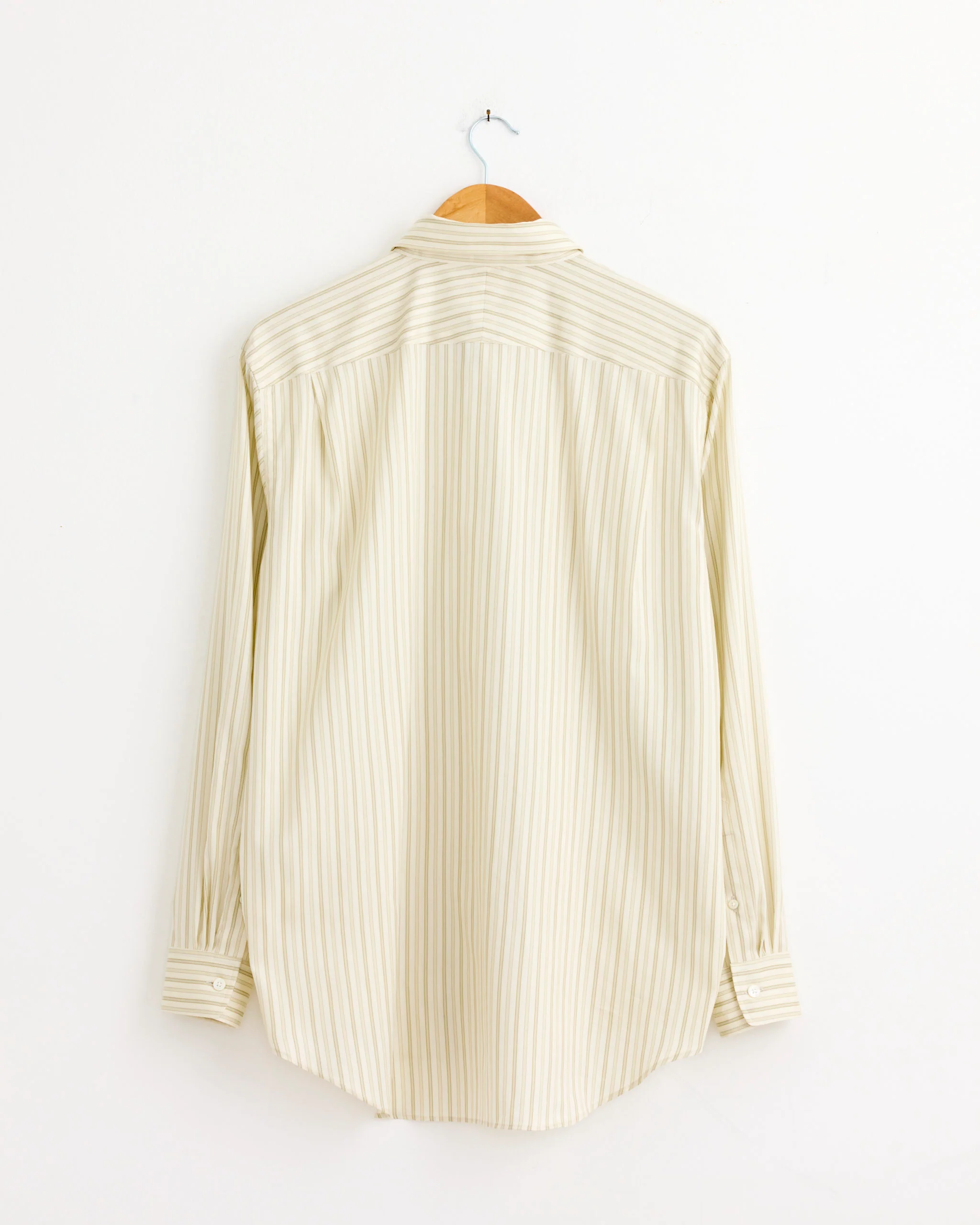 Cotton Silk Stripe Shirt in Ivory - Image 3