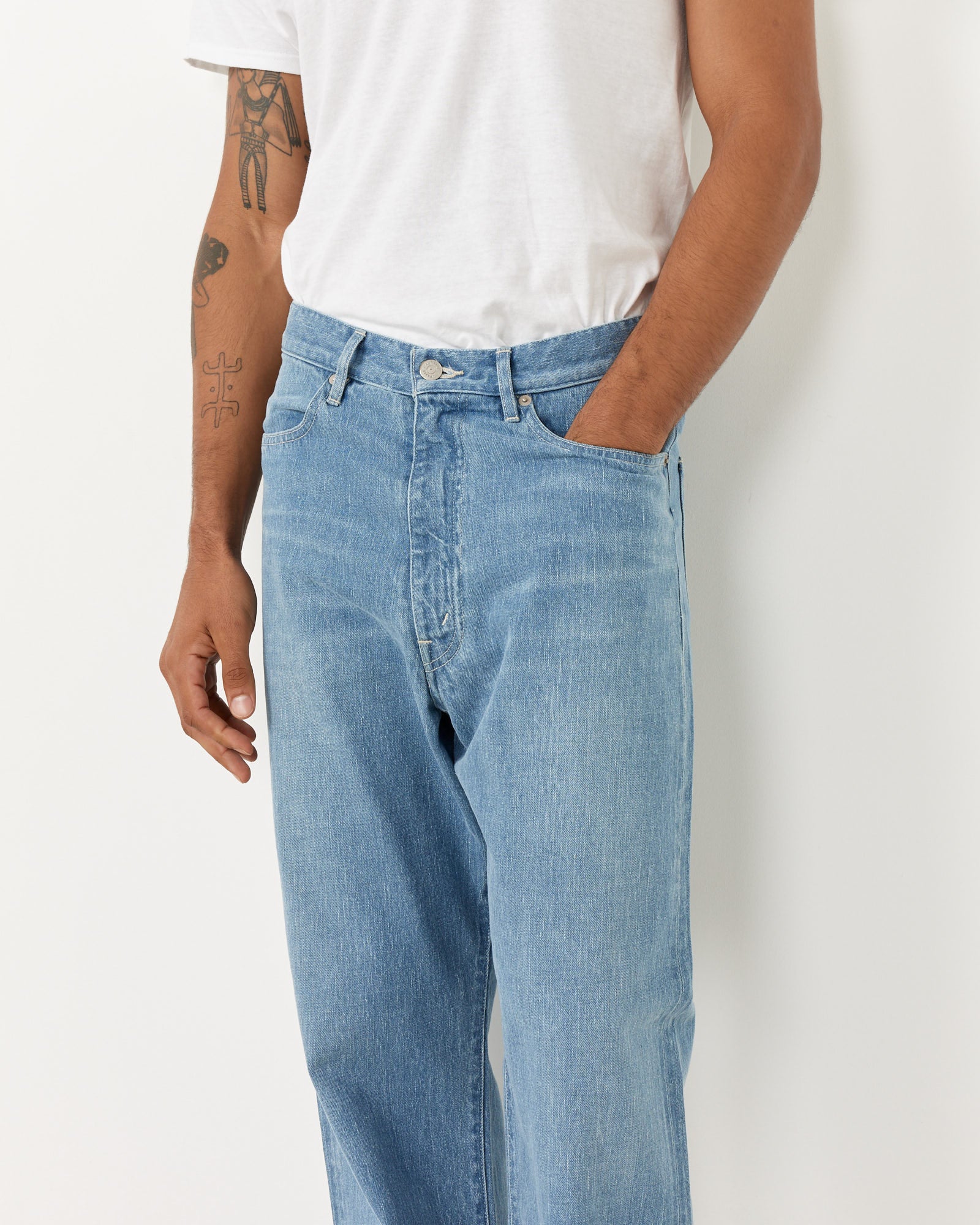 Faded Light Denim Pant in Light Indigo - Image 3