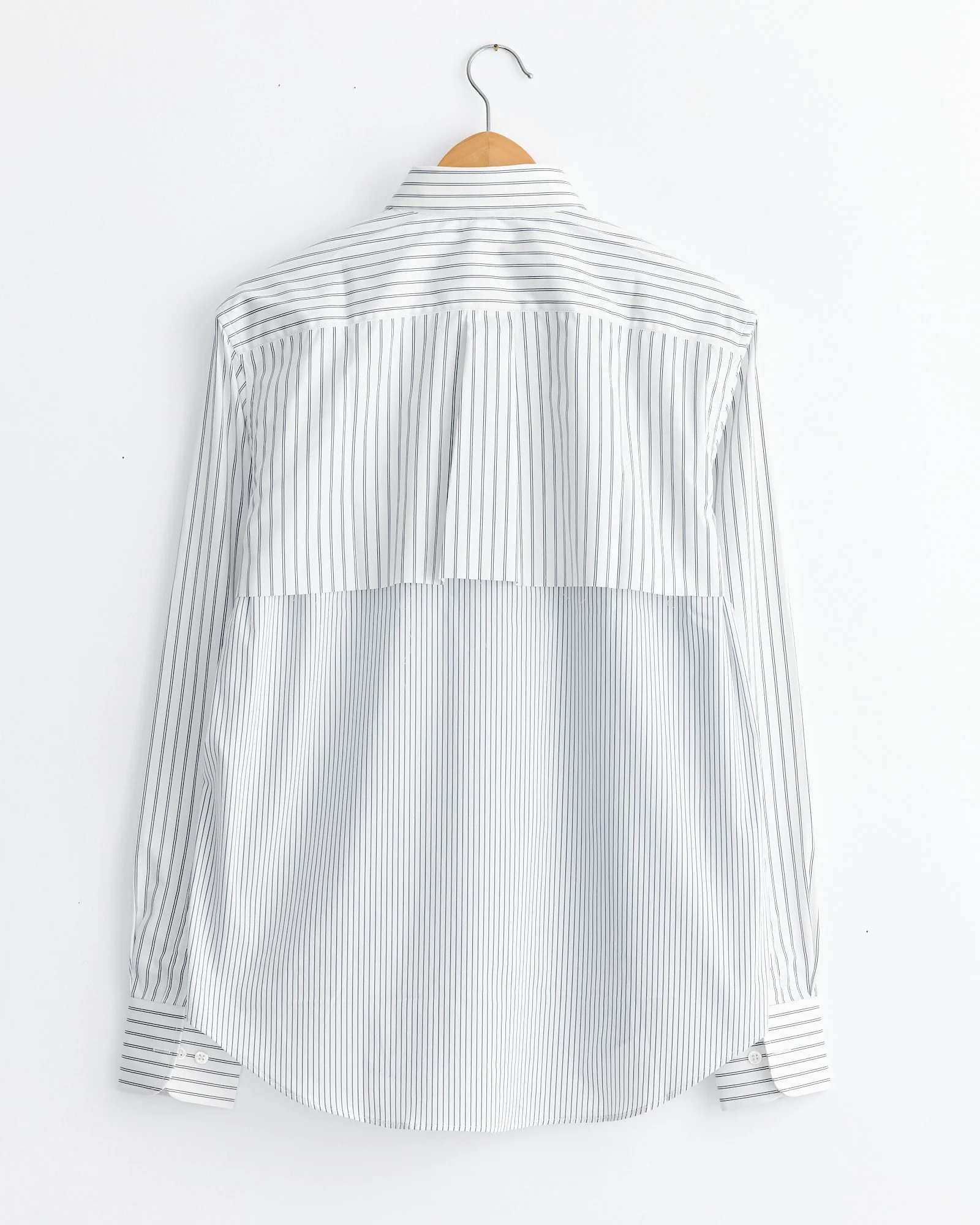 Long Sleeve Layered Shirt in White Stripe - Image 3