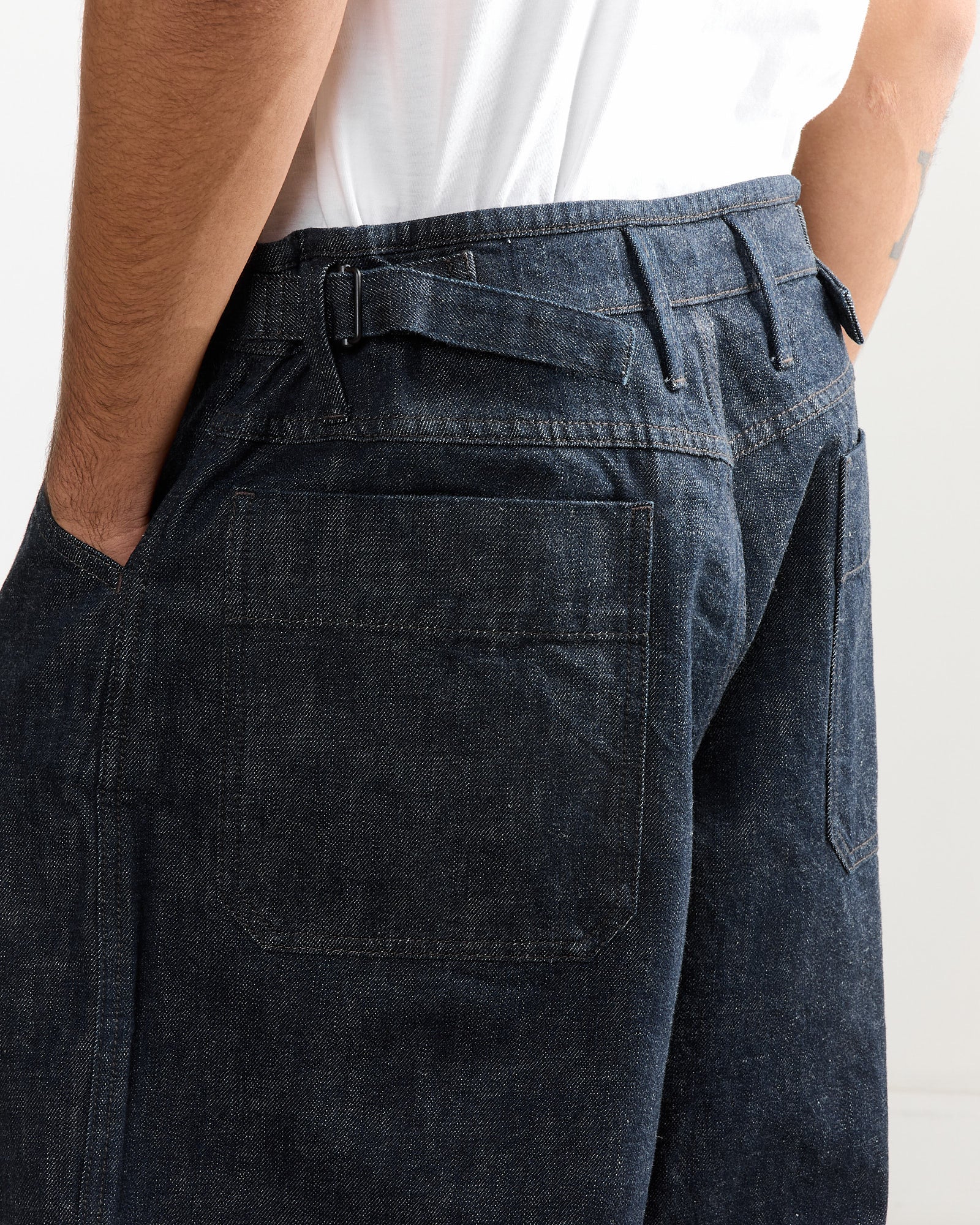 Pleated Workwear Pant in Denim Indigo - Image 3