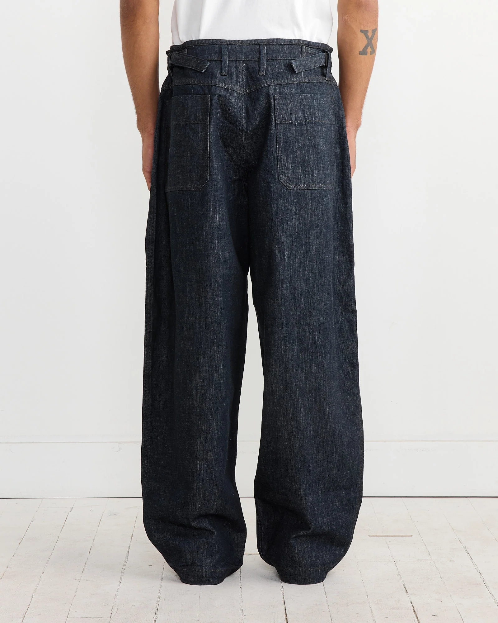 Pleated Workwear Pant in Denim Indigo - Image 5