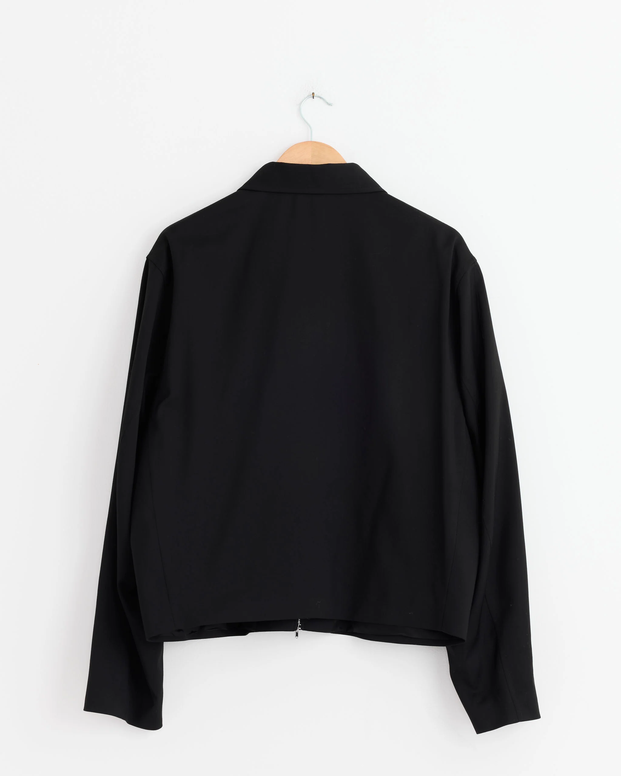 Mini Jacket in Black Worsted Wool - Image 3