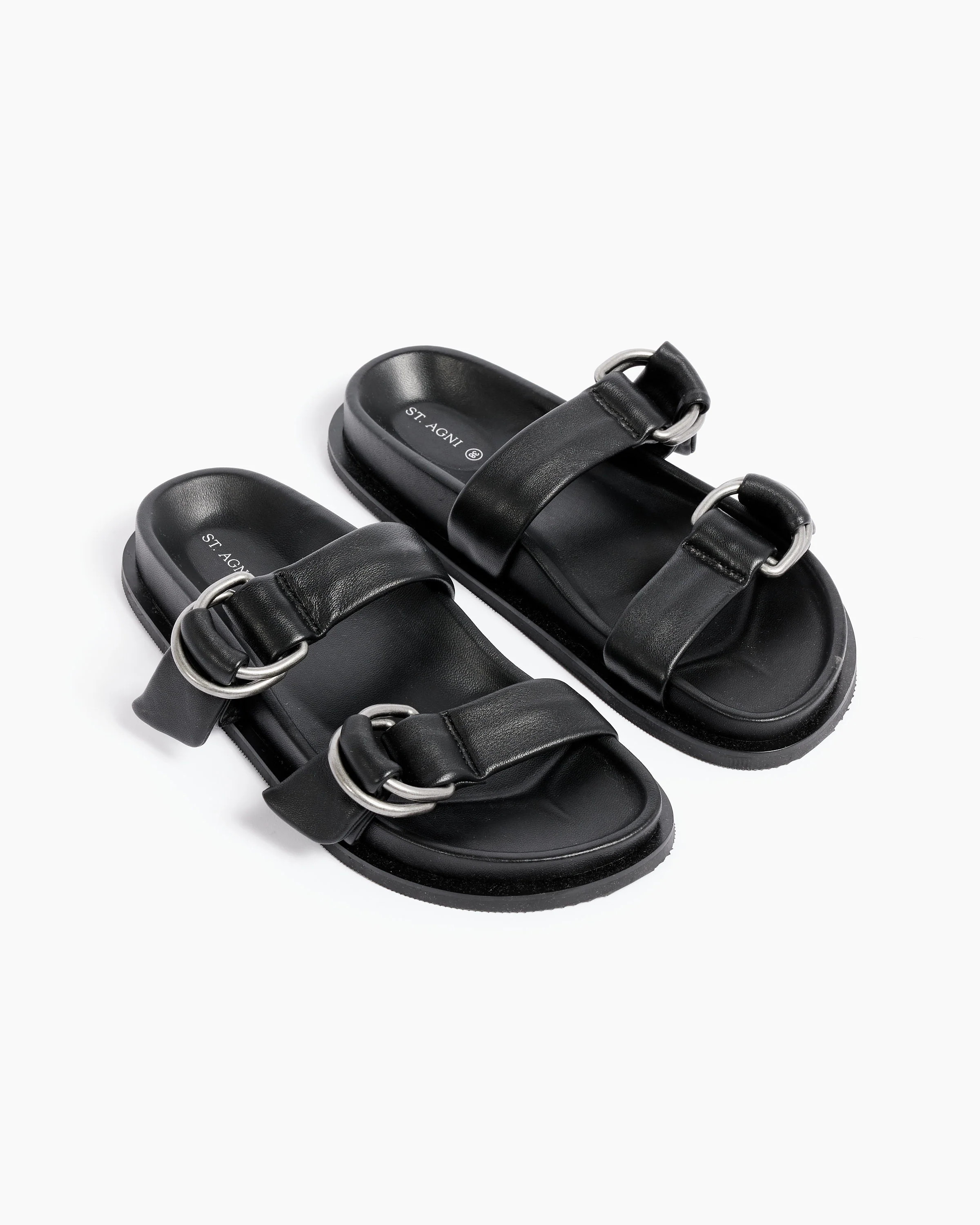 Ring Detail Slides in Black - Image 3