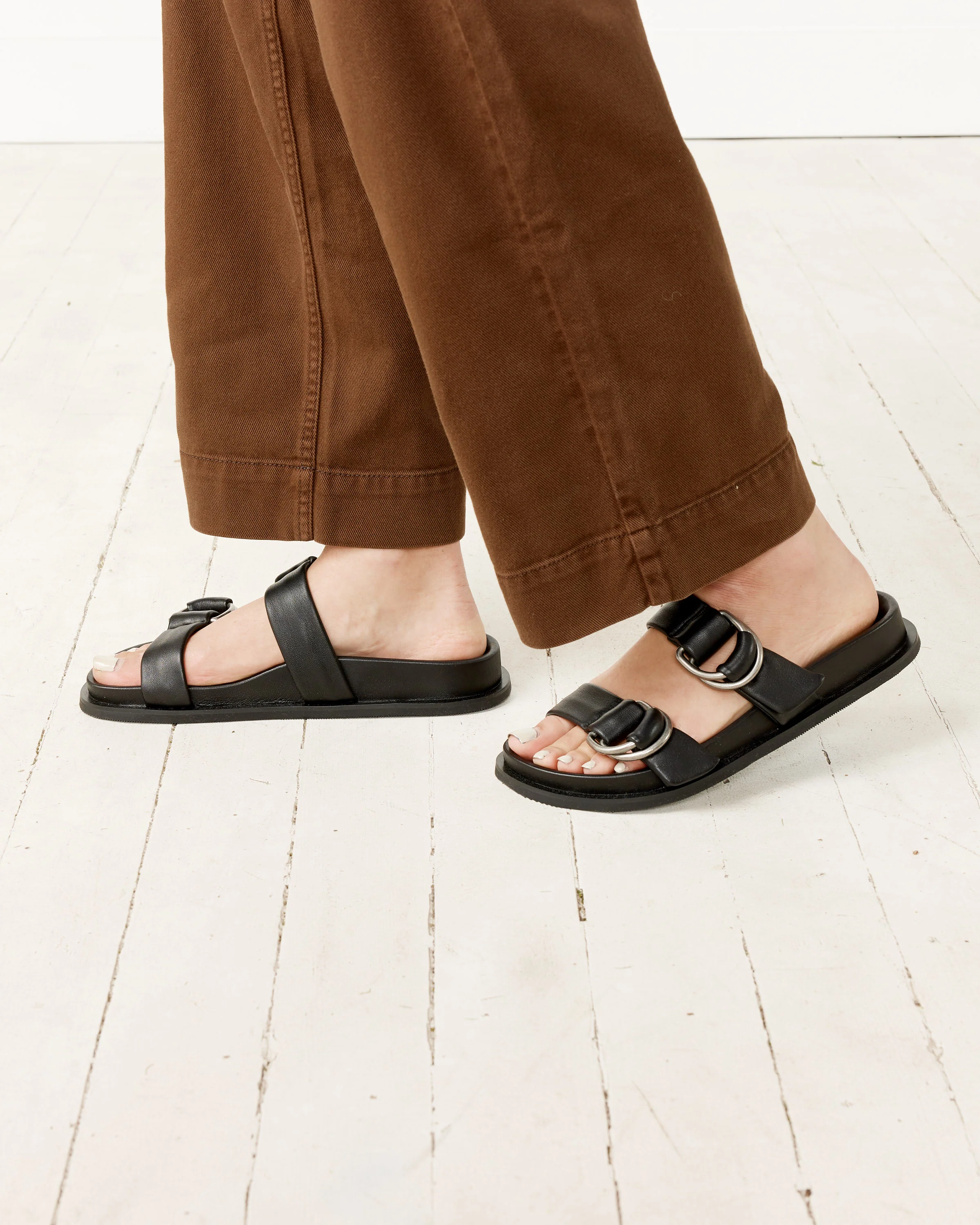 Ring Detail Slides in Black - Image 4